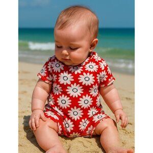 Mamas & Papas 3M Rashguard Baby Girl Bodysuit Retro Swimwear One-piece Swimsuit